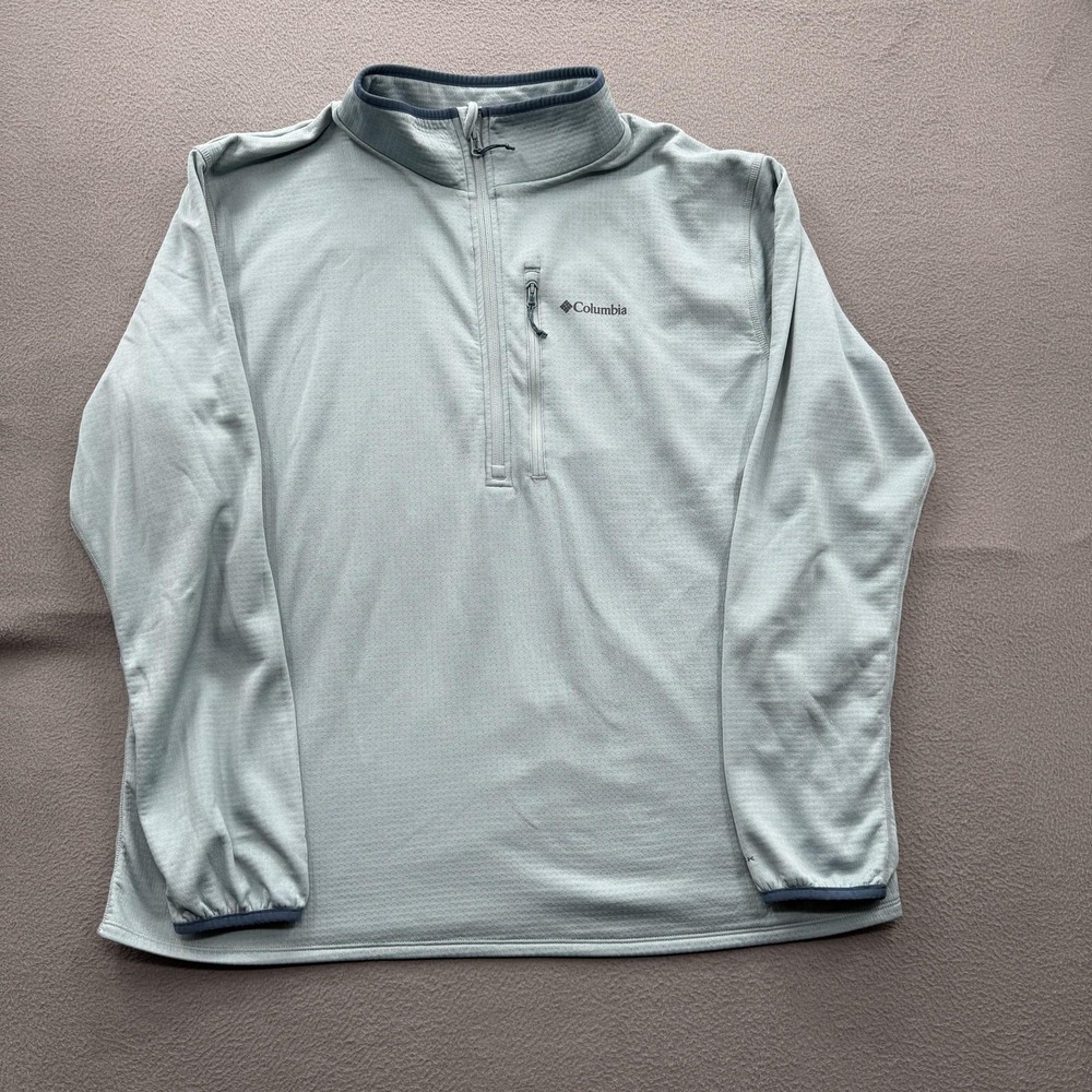 Columbia Pullover Mens 2XL Blue Quarter Zip Long Sleeve Fleece Hiking